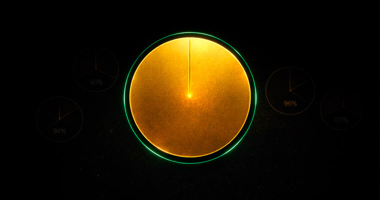Full golden circle representing 100% RTP with ghost outlines of incomplete circles at lower RTP levels — visualizing what complete return looks like