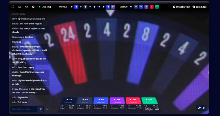 Castle Roulette live multiplier wheel at Duel Casino