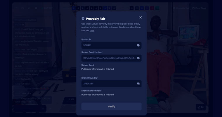 Provably fair verification concept for Castle Roulette