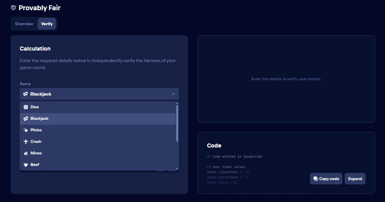 Duel provably fair verification interface